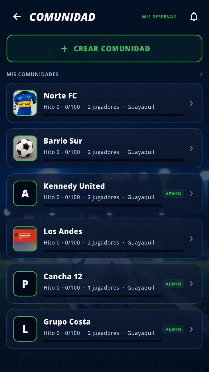 Comunidad en la app GRADA